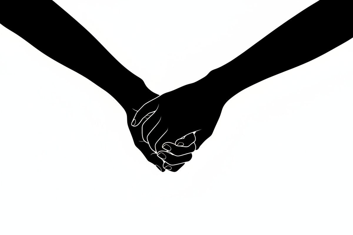 hand in hand silhoutte schwarz weis